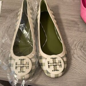 Tory Burch minnie gingham travel ballet flats 7M